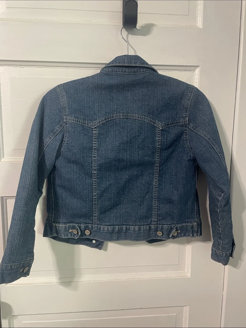 GAP Kids Medium Blue Denim Jacket with Multicolor Striped Liner